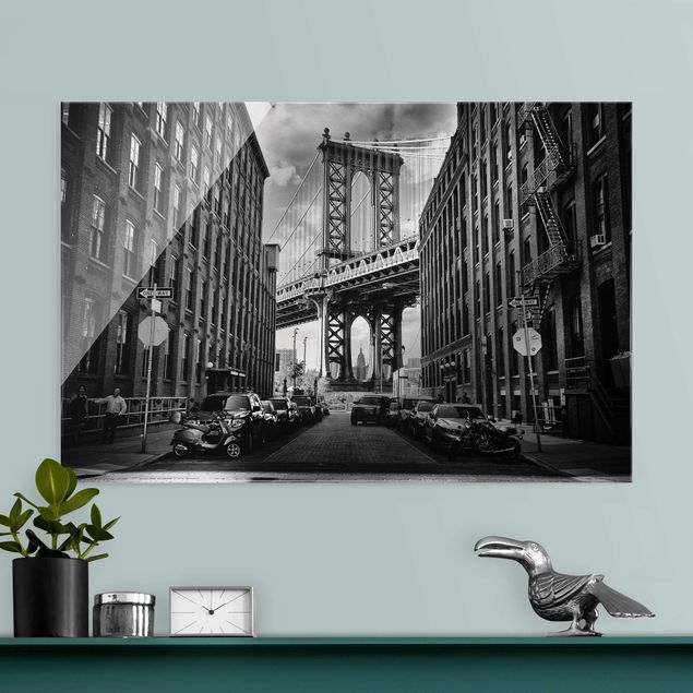Glass print - Manhattan Bridge In America