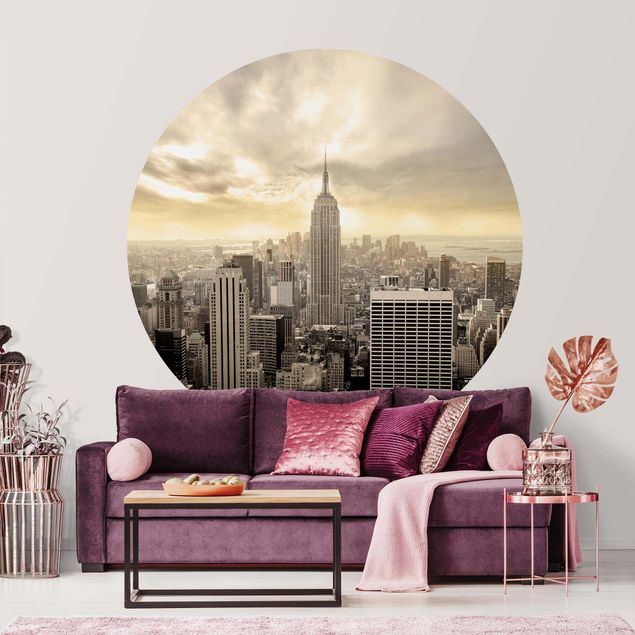 Self-adhesive round wallpaper - Manhattan Dawn