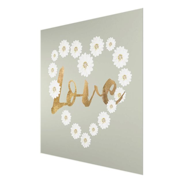 Glass print - Margerite Love In Mint - Square 1:1