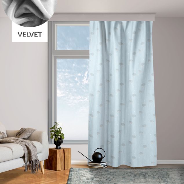 modern curtains for living room Daisies With Dots - Azure