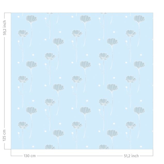flower curtains Daisies With Dots - Azure
