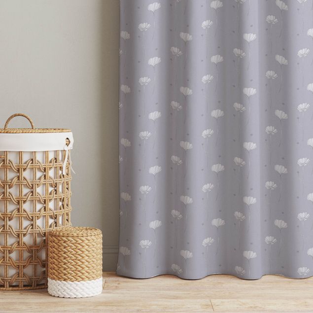 custom curtain Daisies With Dots - Pastel Greyish Violet