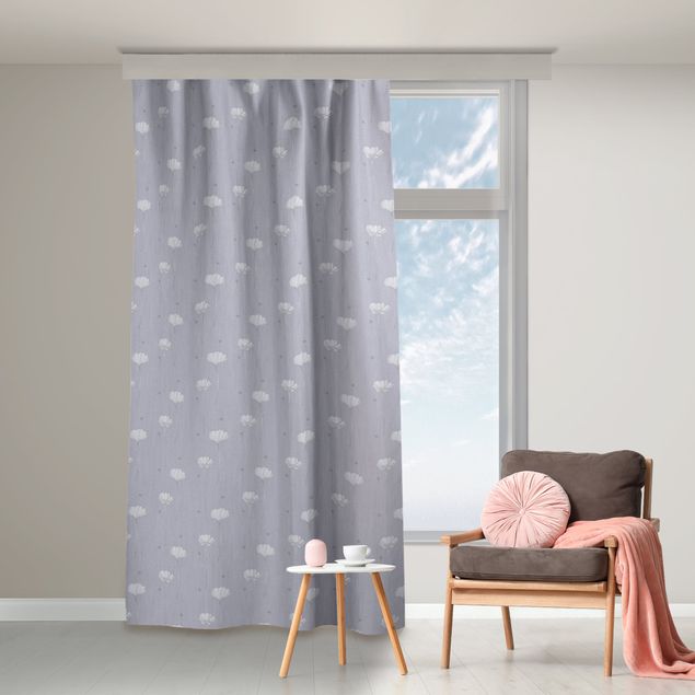 contemporary curtains Daisies With Dots - Pastel Greyish Violet