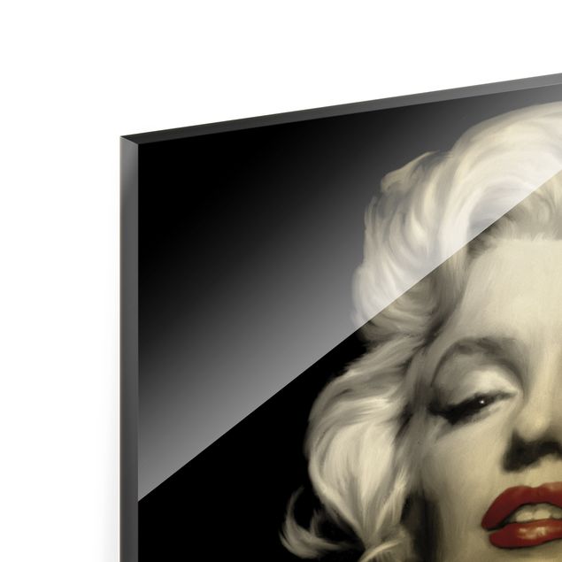 Glass print - Marilyn With Red Lips