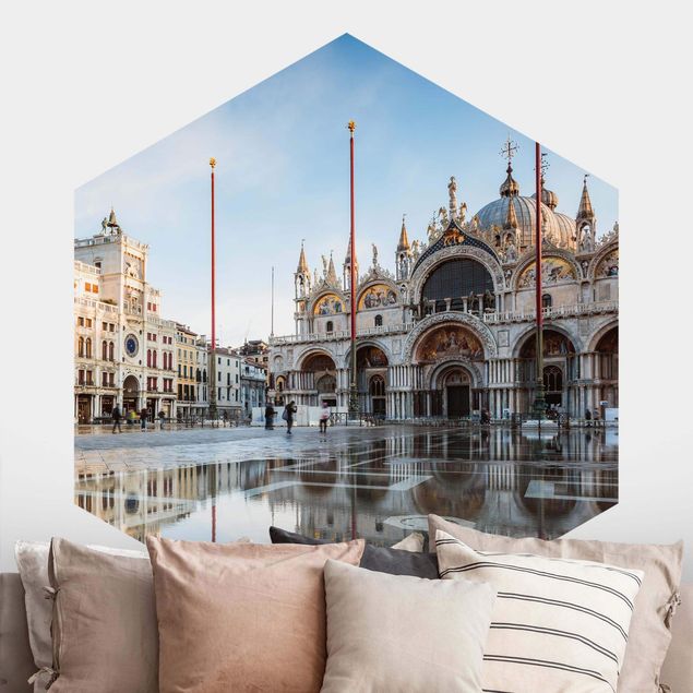 Self-adhesive hexagonal wall mural St Mark's Square In Venice