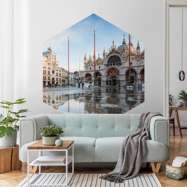 Self-adhesive hexagonal pattern wallpaper - St Mark's Square In Venice