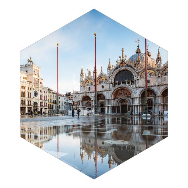 Self-adhesive hexagonal pattern wallpaper - St Mark's Square In Venice