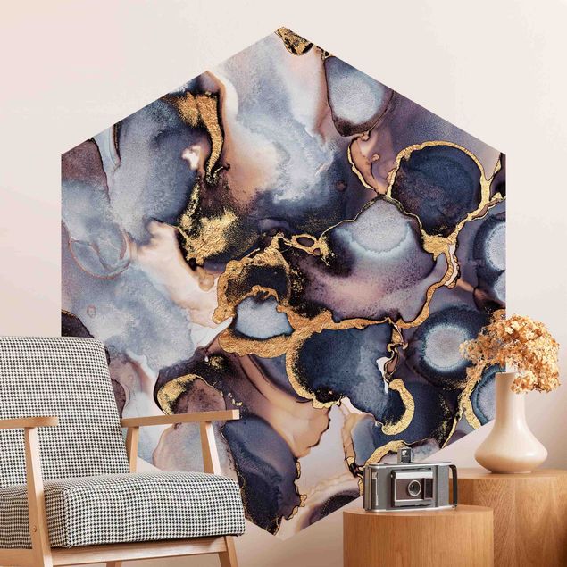 Wallpapers Marble Watercolour With Gold