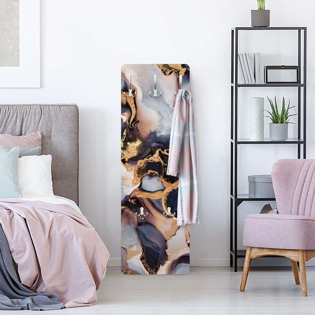 Coat rack modern - Marble Watercolour With Gold