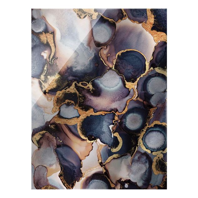 Glass print - Marble Watercolour With Gold