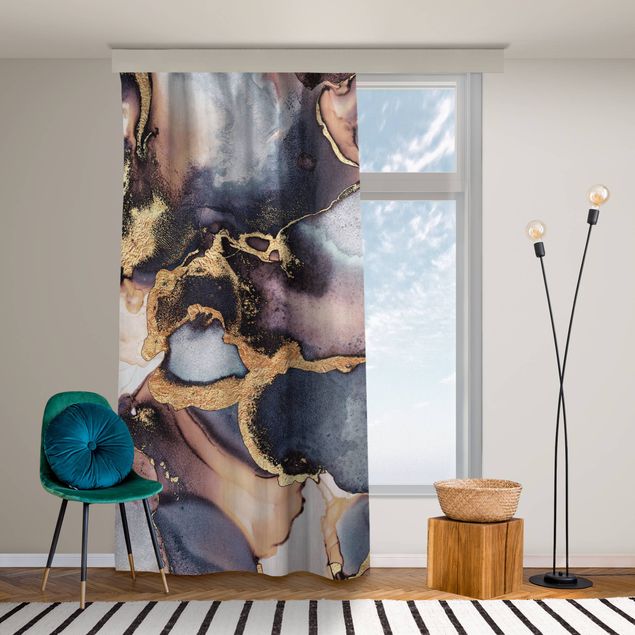custom curtain Marble Watercolour With Gold