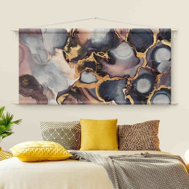 wall hanging decor Marble Watercolour With Gold