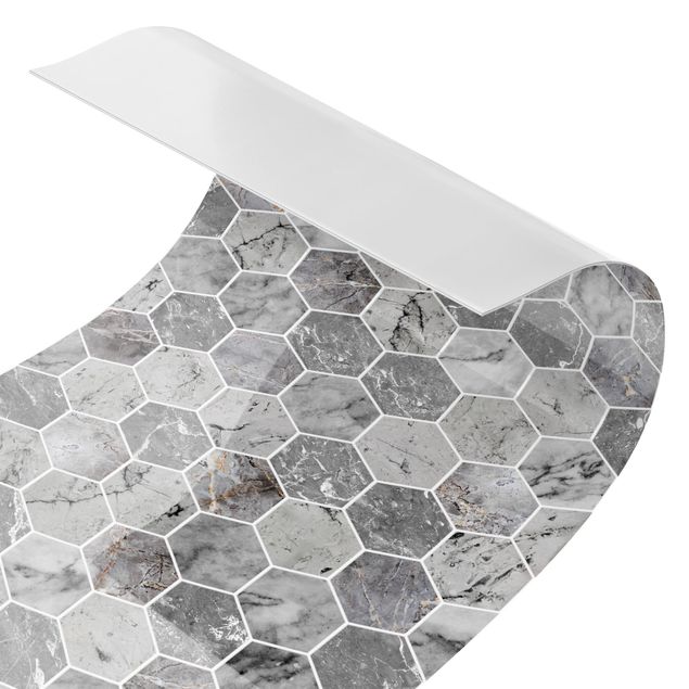 Kitchen wall cladding - Marble Hexagon Tiles - Grey