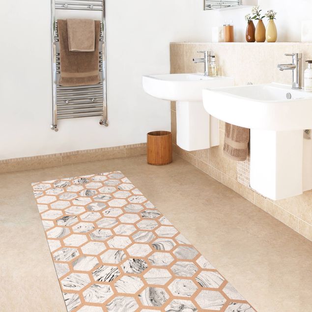 Modern rugs Marble Hexagons In Greyscales