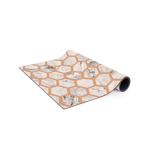 Grey rugs Marble Hexagons In Greyscales
