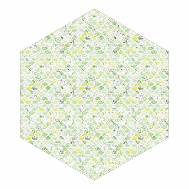 Self-adhesive hexagonal wall mural - Marble Pattern Spring Green