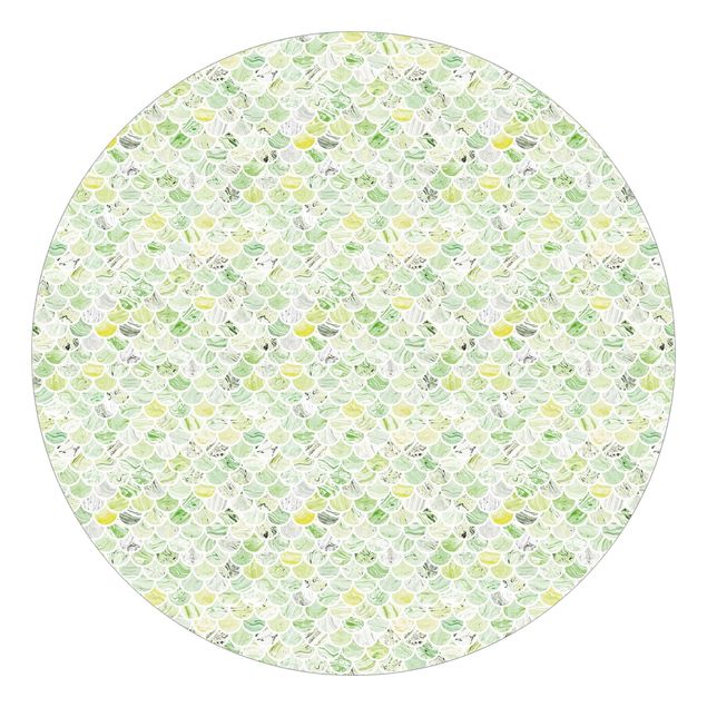 Self-adhesive round wallpaper kitchen - Marble Pattern Spring Green