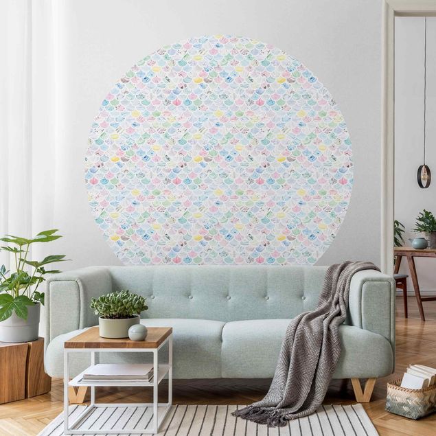 Self-adhesive round wallpaper - Marble Pattern Rainbow