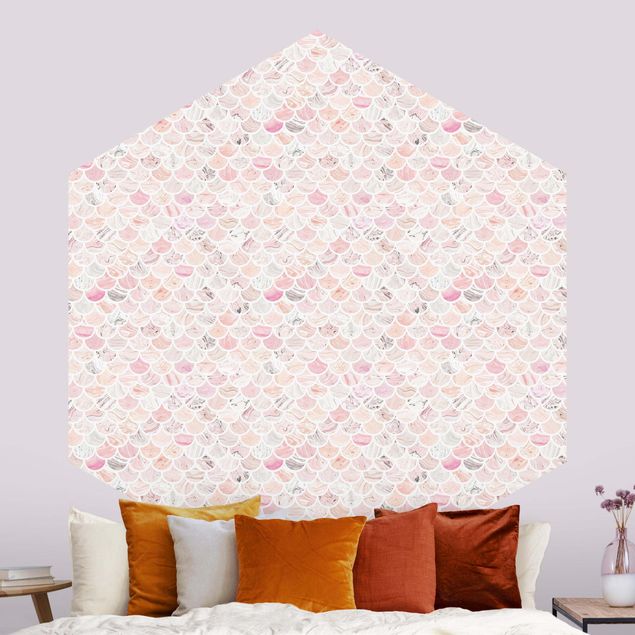 Hexagonal wallpapers Marble Pattern Rosé