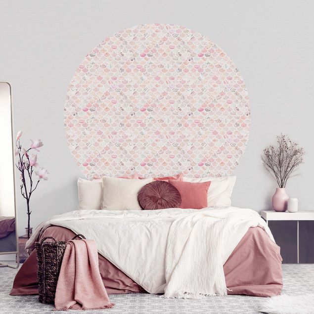 Self-adhesive round wallpaper - Marble Pattern Rosé