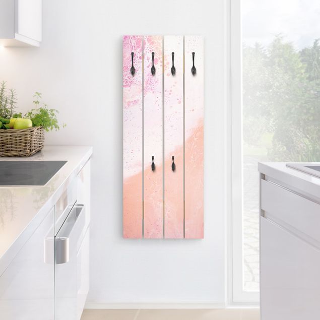 Wooden coat rack - Marble Effect Pastel Shade Of Pink