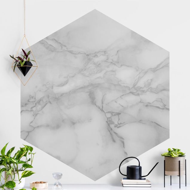 Hexagonal wallpapers Marble Look Black And White