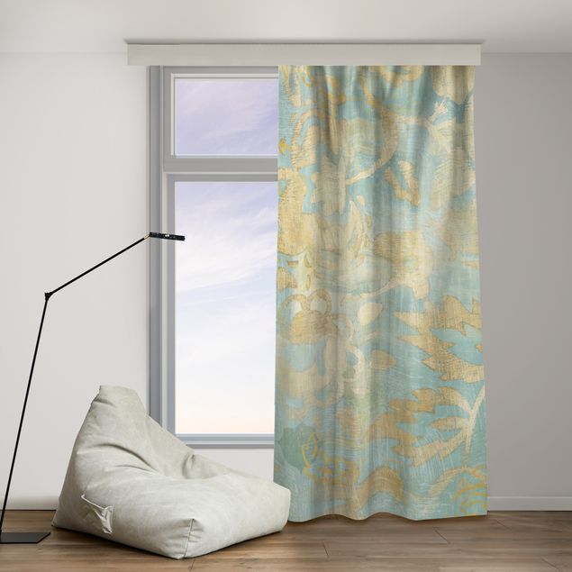 made to measure curtains Moroccan Collage In Gold And Turquoise II