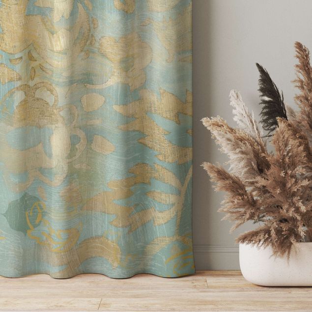 Modern Curtains Moroccan Collage In Gold And Turquoise II
