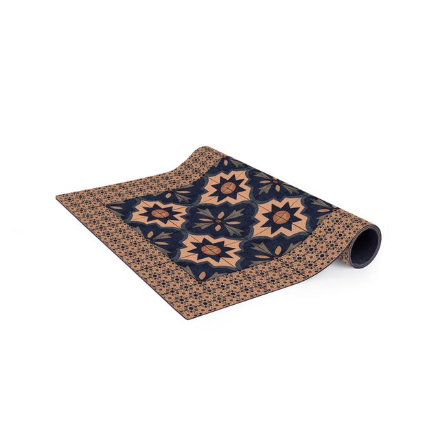 blue area rugs Moroccan Tiles Watercolour Blue With Tile Frame