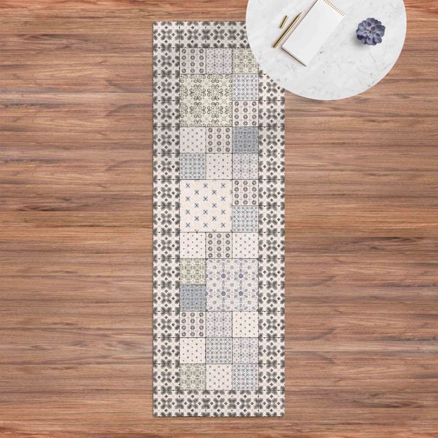 Runner rugs Moroccan Tiles Combination Rabat With Tile Frame