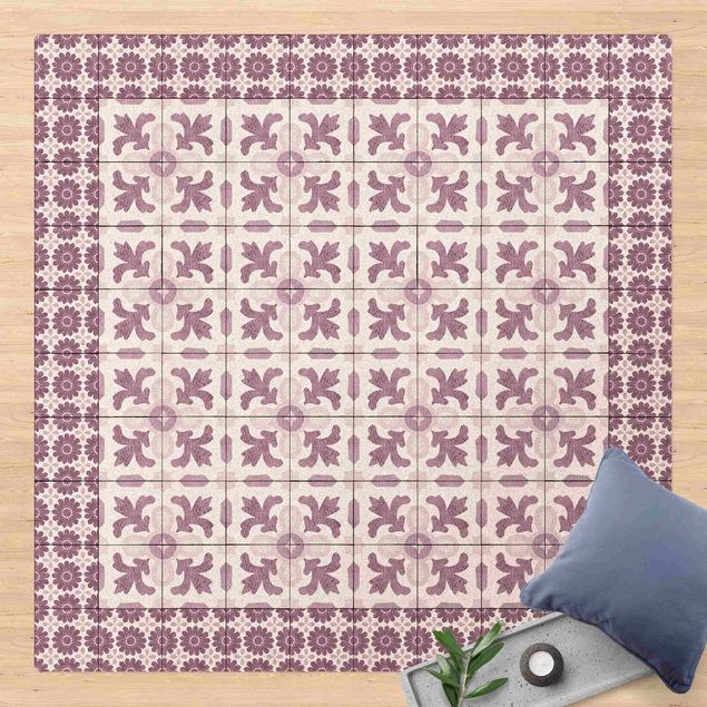 Tile rug Moroccan Tiles With Ornaments With Tile Frame