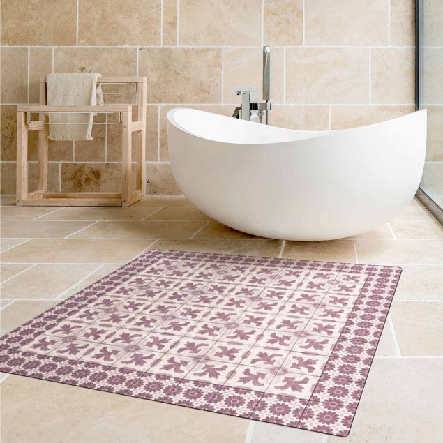 Floral rugs Moroccan Tiles With Ornaments With Tile Frame