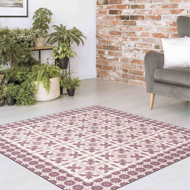 Modern rugs Moroccan Tiles With Ornaments With Tile Frame