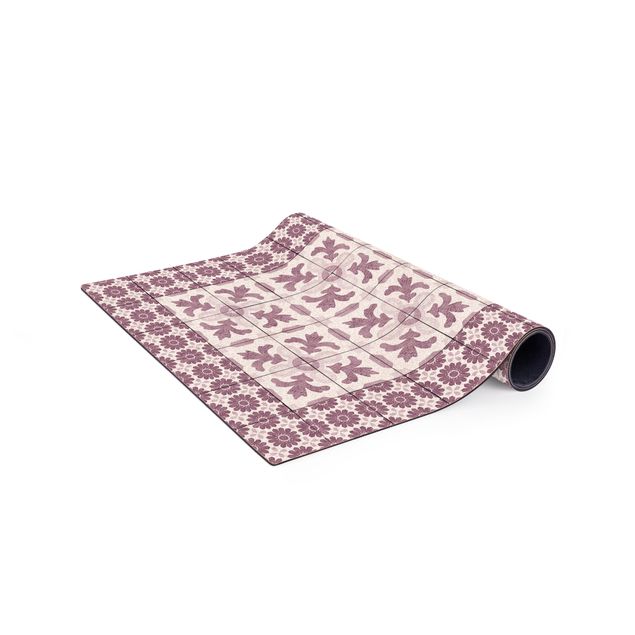 Purple rugs Moroccan Tiles With Ornaments With Tile Frame