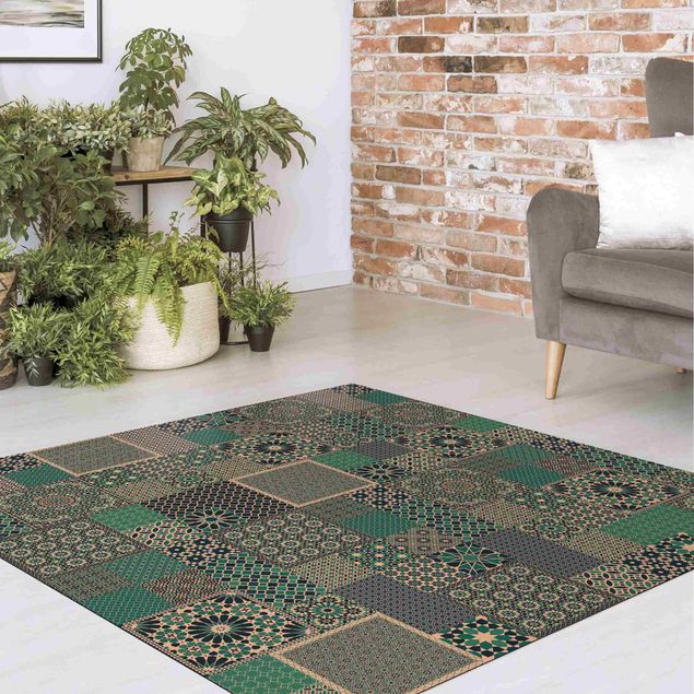 blue runner rug Moroccan Mosaic Tiles Turquoise Blue