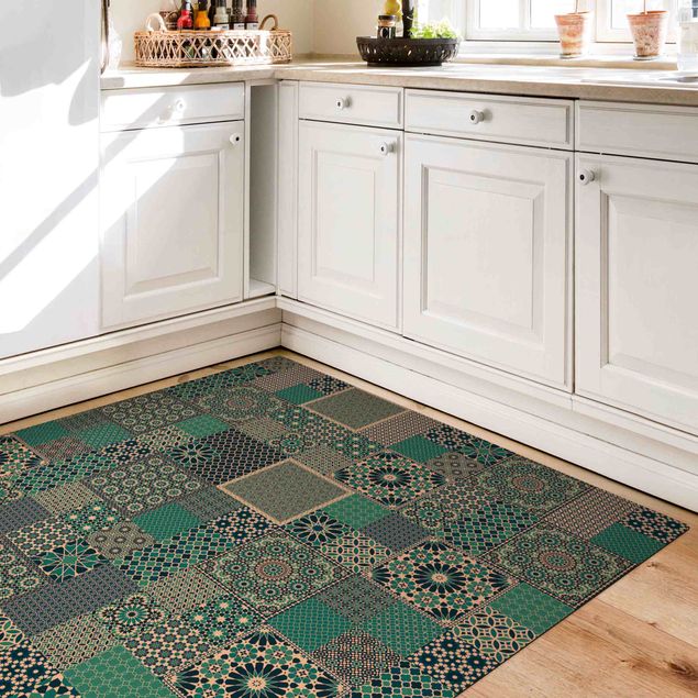 contemporary rugs Moroccan Mosaic Tiles Turquoise Blue