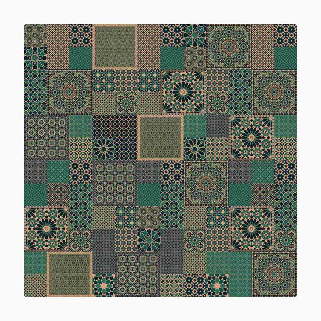 Cork mat - Moroccan Mosaic Tiles Turquoise Blue - Square 1:1