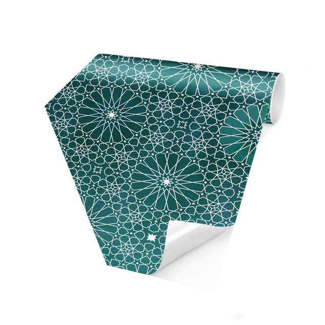 Self-adhesive hexagonal pattern wallpaper - Moroccan Flower Pattern