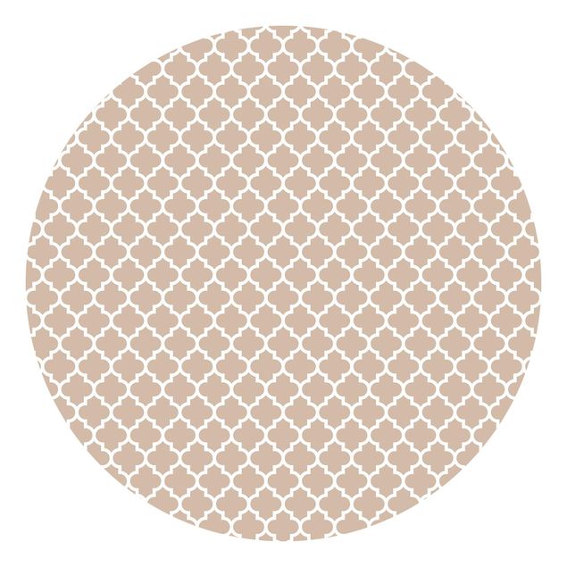 Self-adhesive round wallpaper - Moroccan Pattern With Ornaments In Front Of Beige