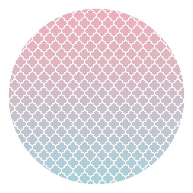 Self-adhesive round wallpaper - Moroccan Pattern With Gradient In Pink Blue