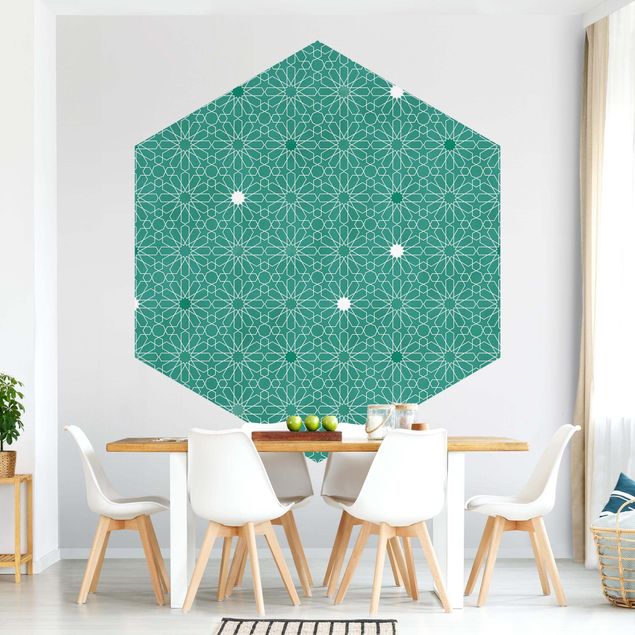 Self-adhesive hexagonal pattern wallpaper - Moroccan Stars Pattern