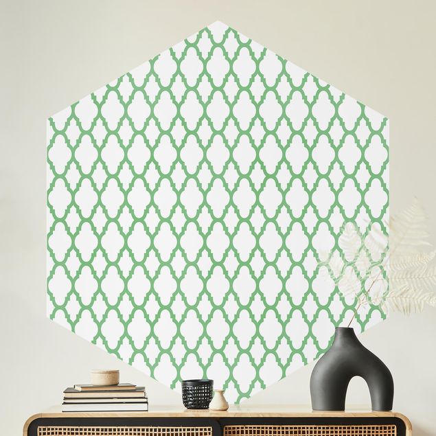 Hexagonal wall mural Moroccan Honeycomb Line Pattern