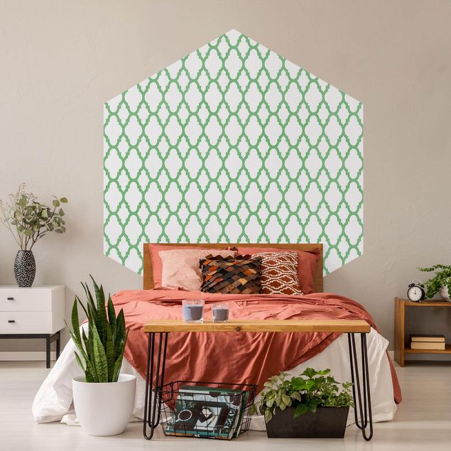 Self-adhesive hexagonal pattern wallpaper - Moroccan Honeycomb Line Pattern