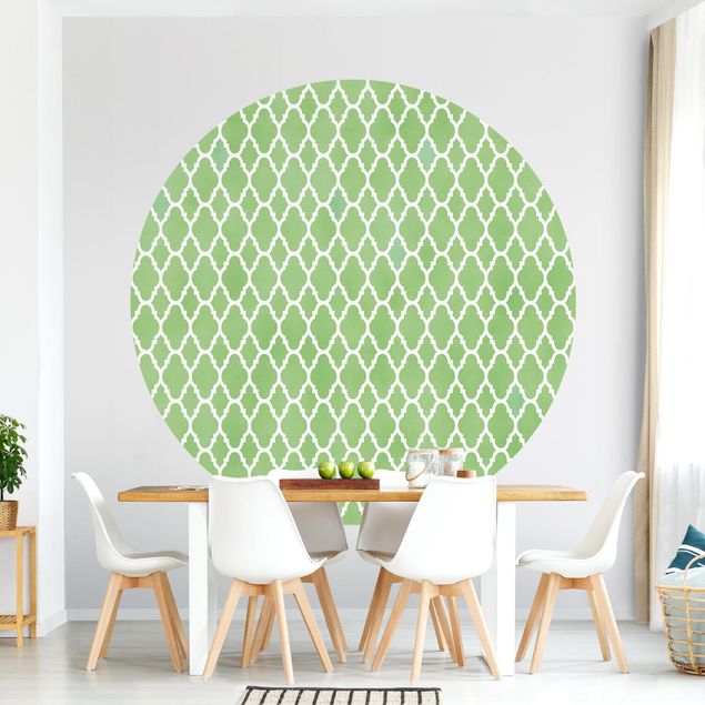 Self-adhesive round wallpaper - Moroccan Honeycomb Pattern
