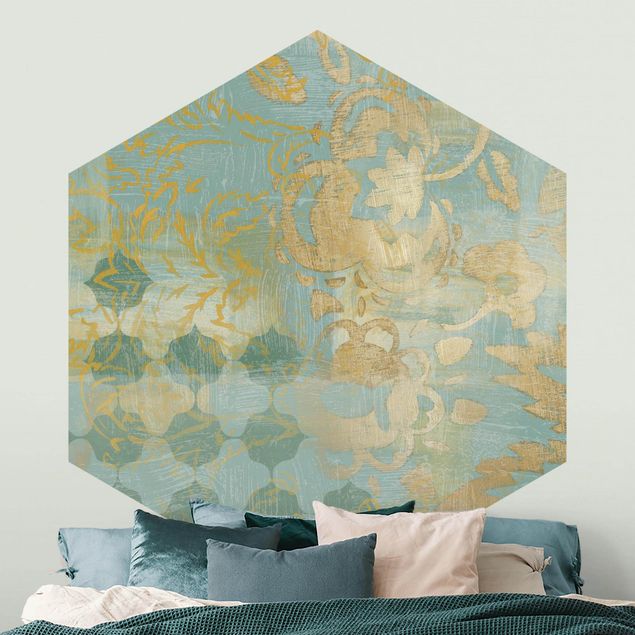 Wallpapers Moroccan Collage In Gold And Turquoise II