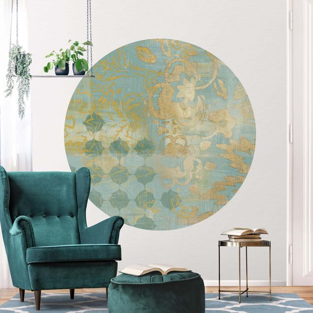 Wallpapers Moroccan Collage In Gold And Turquoise II