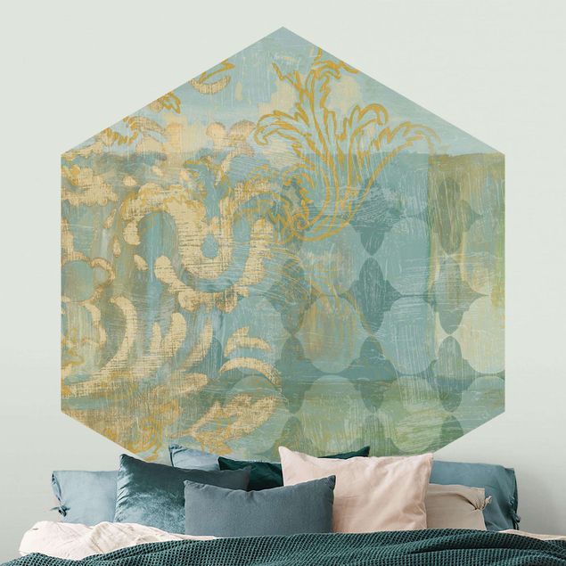 Wallpapers Moroccan Collage In Gold And Turquoise