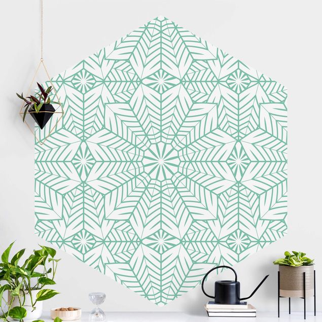 Hexagonal wallpapers Moroccan XXL Tile Pattern In Turquoise