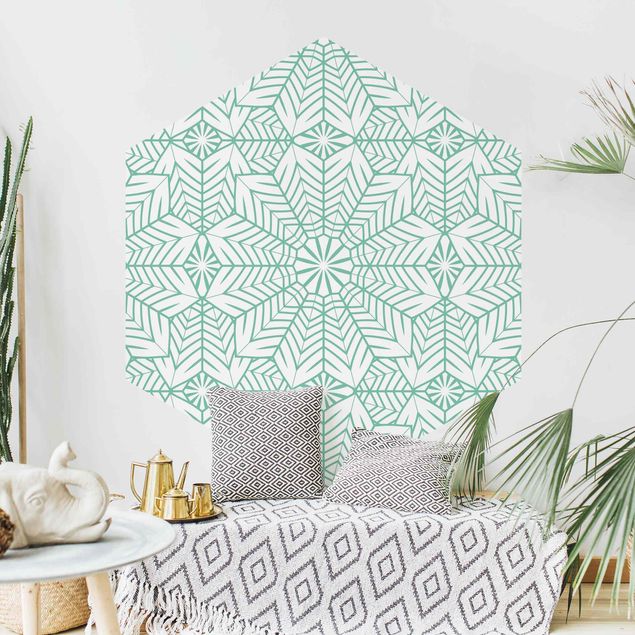 Self-adhesive hexagonal pattern wallpaper - Moroccan XXL Tile Pattern In Turquoise