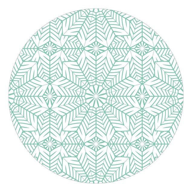 Self-adhesive round wallpaper - Moroccan XXL Tile Pattern In Turquoise